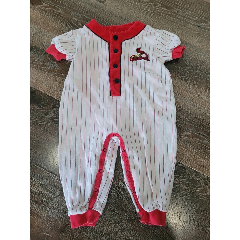 St. Louis Cardinals Baby One Piece 24‎ Months Striped Baseball Outfit #3